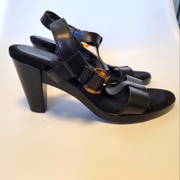 Aerosoles Black Sandals Heel 7 cm size us 8 super soft insole - Picture 7 of 15